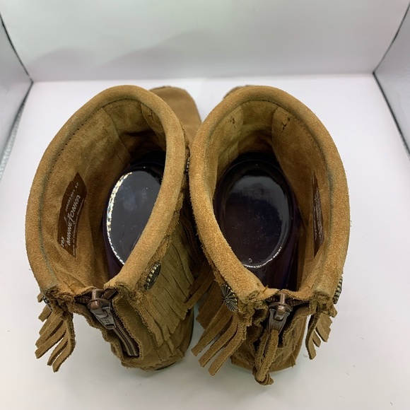 Minnetonka Women’s Fringe Ankle Boots Brown Leather Size 7 - Picture 9 of 9